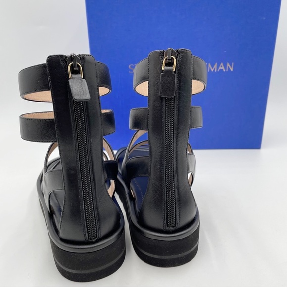 Stuart Weitzman Gala Lift Sandal Gladiator Black Leather - Picture 8 of 16